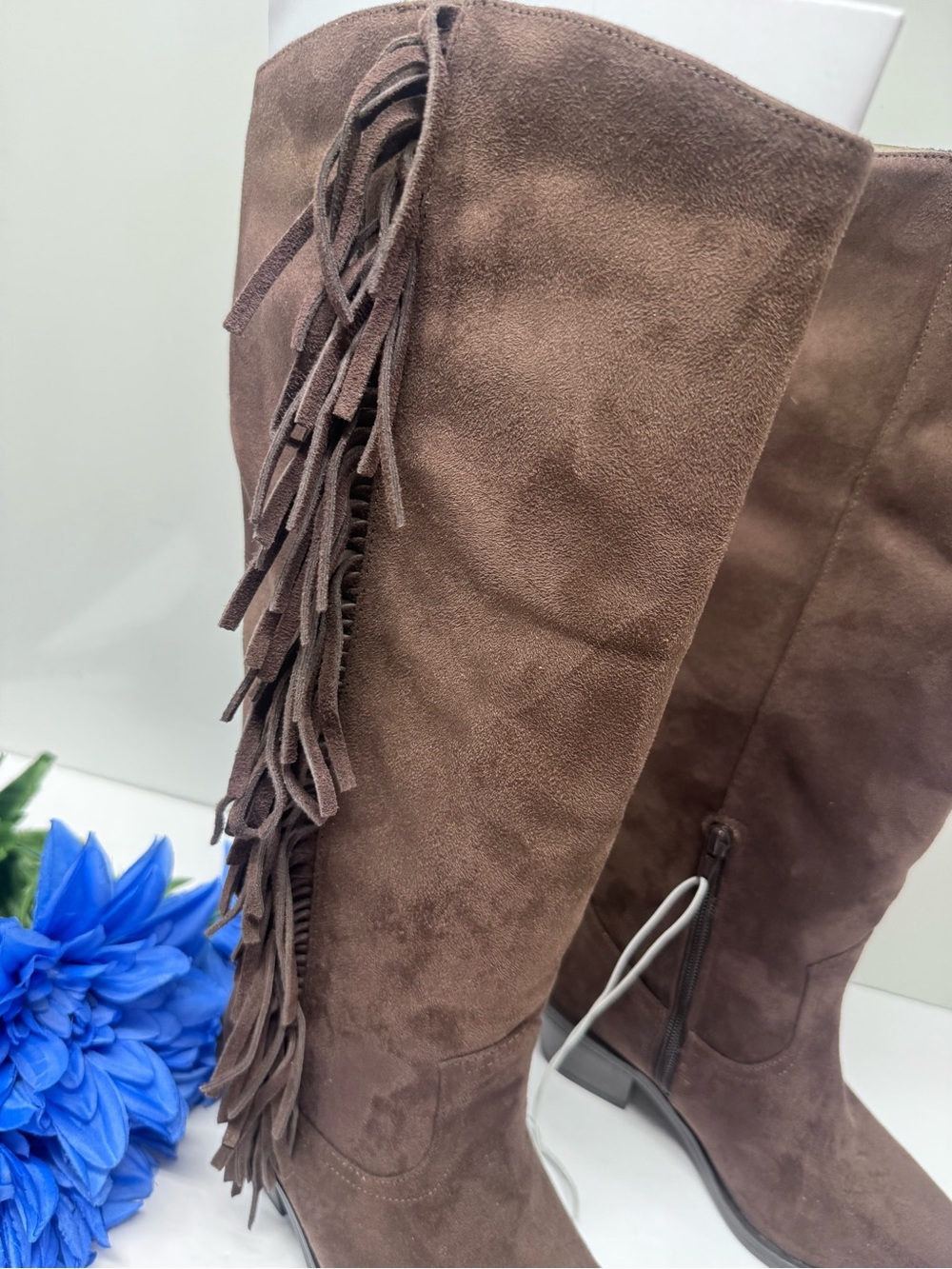 🤠NWT MICROSUEDE WESTERN FRINGE BOOTS - Picture 3 of 7